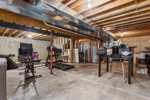 unfinished below grade area with water heater and visible vents