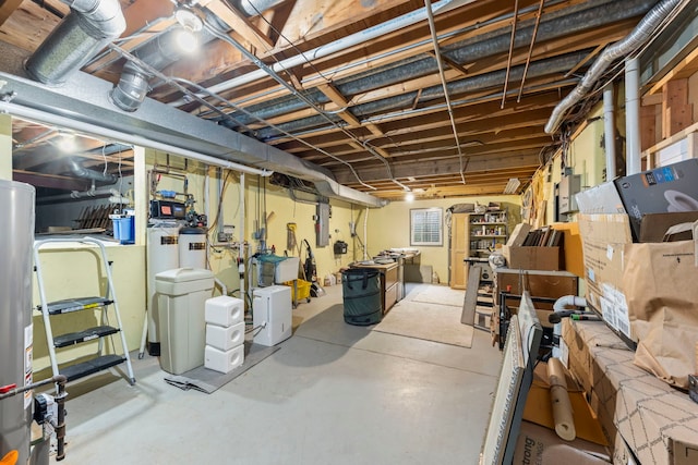 unfinished basement featuring electric panel