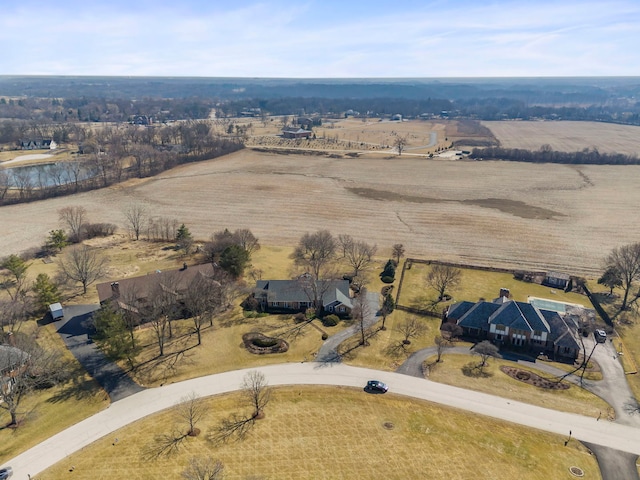 drone / aerial view with a rural view