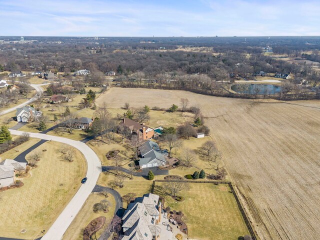 aerial view with a rural view