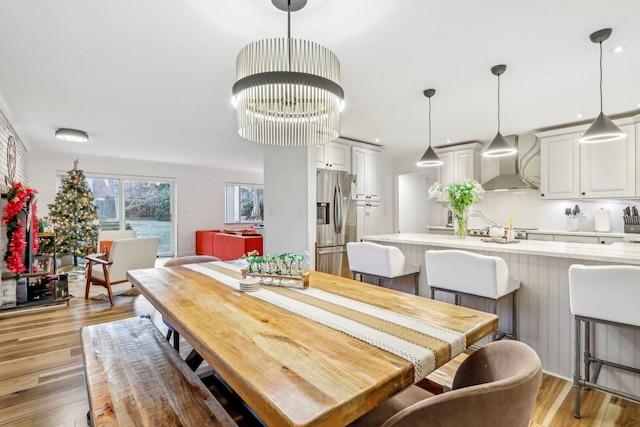 dining room featuring light wood finished floors