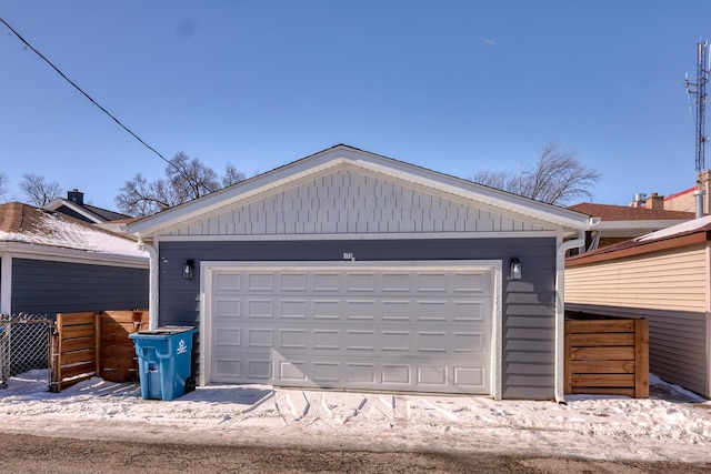 view of detached garage