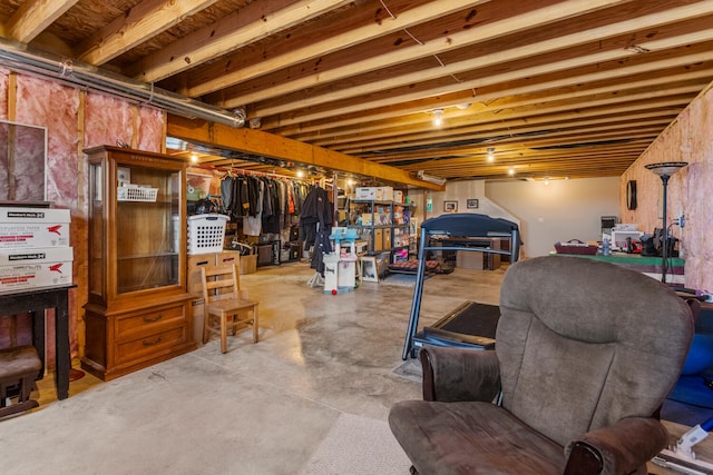 view of unfinished basement