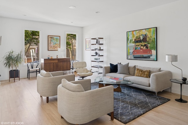 living room with wood finished floors