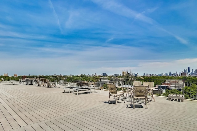 deck with a view of city