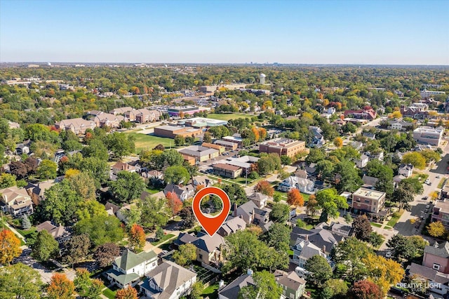 aerial view with a residential view