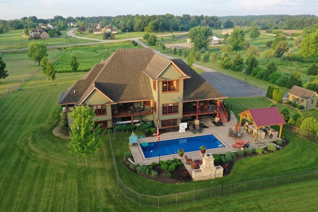 drone / aerial view with a rural view