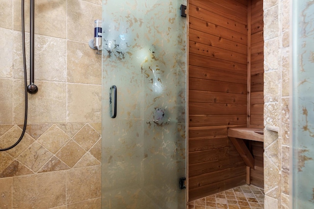 bathroom featuring a stall shower