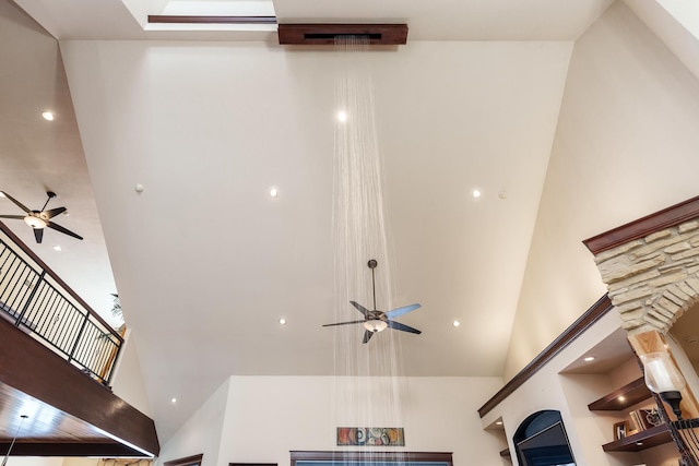 interior details with a ceiling fan