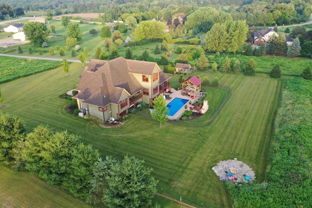 drone / aerial view featuring a rural view