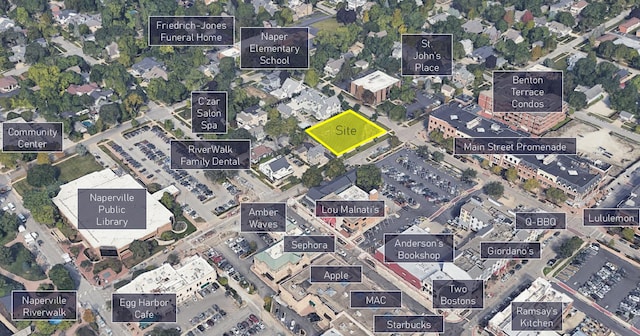 103 S Webster St, Naperville, IL 60540 - aerial overview of property's location with property parcel outlined