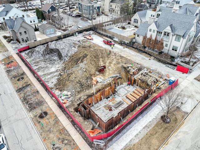 drone / aerial view with a residential view