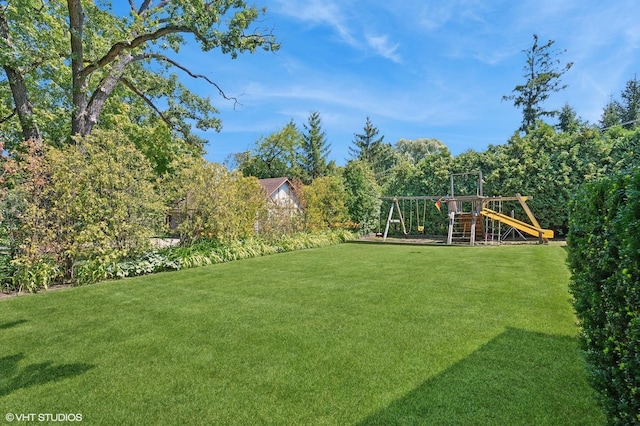 view of yard featuring a playground