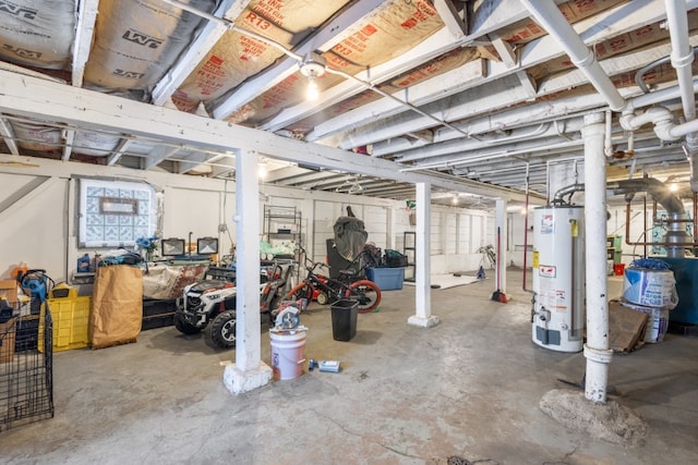 unfinished below grade area with gas water heater