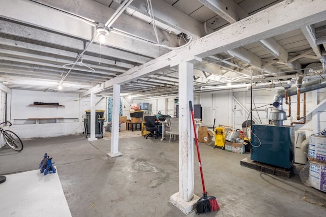 view of unfinished basement
