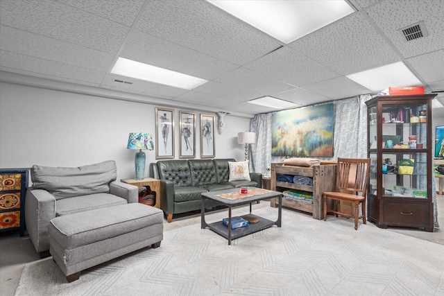 4461 N Il State Route 23, Leland, IL 60531 - living room with visible vents and a drop ceiling