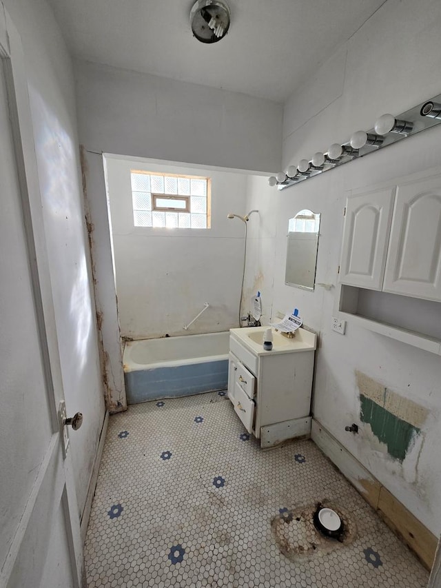 full bathroom featuring shower / bath combination and vanity