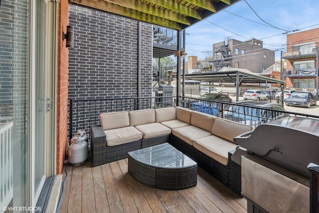 1418 W Chestnut St Unit 1, Chicago, IL 60642 - wooden deck with an outdoor living space and a grill