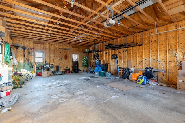 garage with a garage door opener