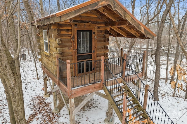 view of snow covered structure