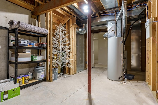 unfinished below grade area with water heater