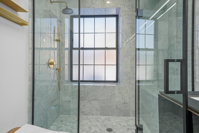 full bath featuring a healthy amount of sunlight and a shower stall