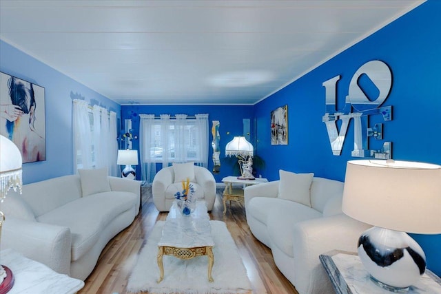 living room featuring light wood-style floors