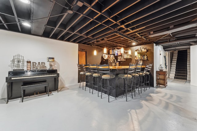 26980 N Pierre Dr, Mundelein, IL 60060 - indoor bar featuring finished concrete flooring and stairs