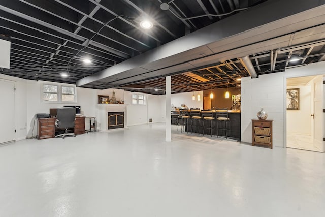 26980 N Pierre Dr, Mundelein, IL 60060 - below grade area with bar area and an office area