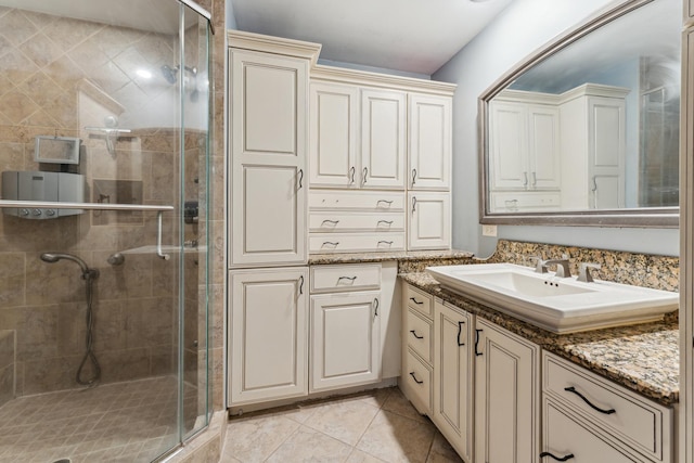 26980 N Pierre Dr, Mundelein, IL 60060 - bathroom featuring vanity, a shower stall, and tile patterned floors
