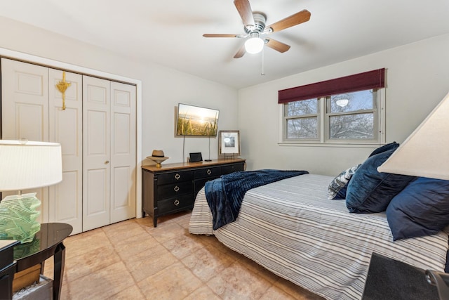 26980 N Pierre Dr, Mundelein, IL 60060 - bedroom with a closet and a ceiling fan