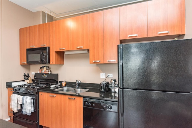 kitchen featuring black appliances and a sink