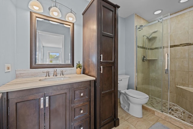 322 Arlington Ave, Naperville, IL 60565 - full bath featuring toilet, a stall shower, vanity, and tile patterned floors