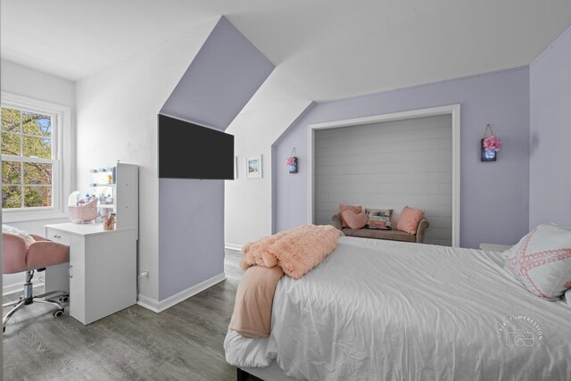 322 Arlington Ave, Naperville, IL 60565 - bedroom with wood finished floors, baseboards, and vaulted ceiling