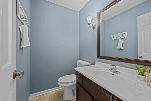 322 Arlington Ave, Naperville, IL 60565 - half bathroom featuring toilet, vanity, and baseboards