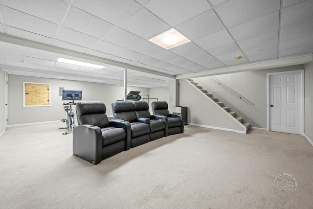 322 Arlington Ave, Naperville, IL 60565 - carpeted home theater featuring baseboards and a paneled ceiling