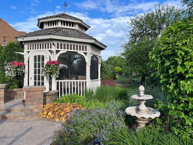 exterior space with a gazebo