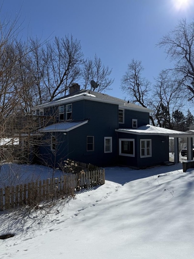 exterior space with a chimney