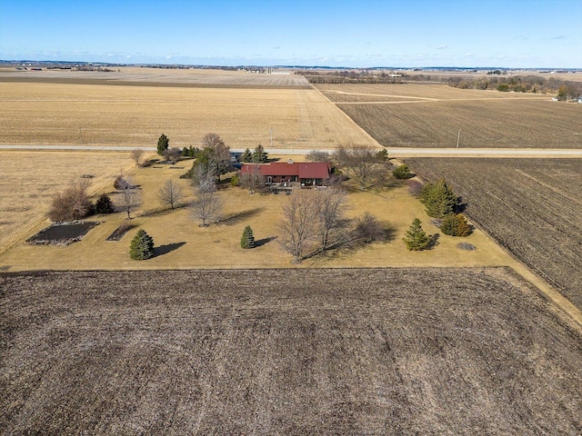 birds eye view of property featuring a rural view