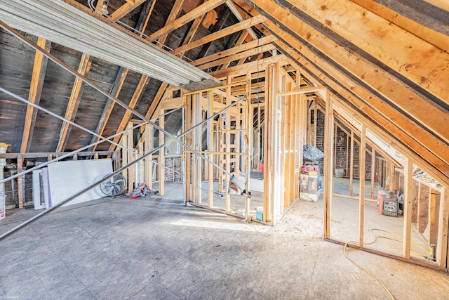 view of unfinished attic