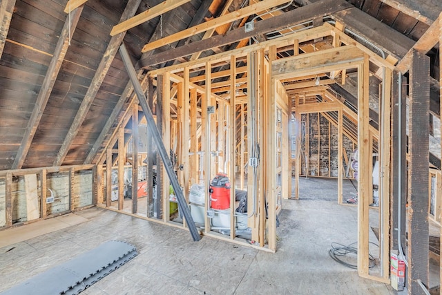 view of unfinished attic