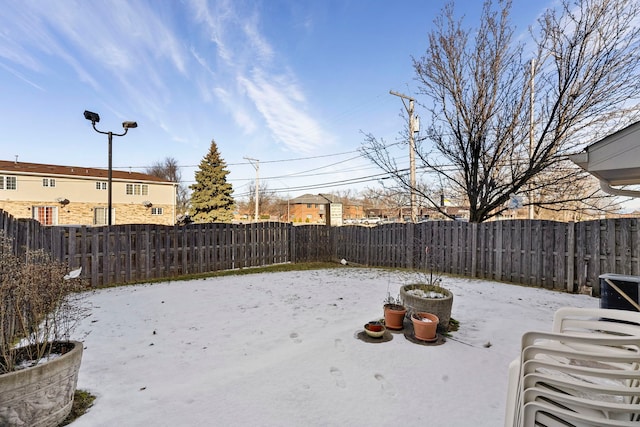 view of yard featuring a fenced backyard