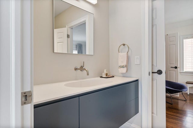 bathroom featuring vanity and wood finished floors