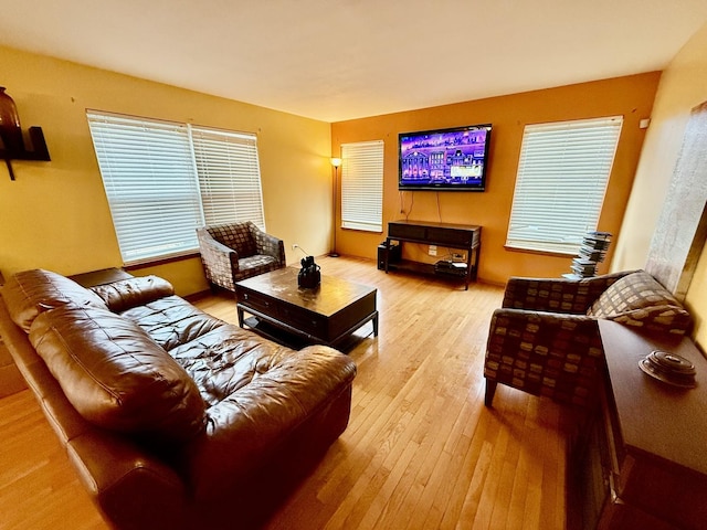 living area featuring hardwood / wood-style flooring