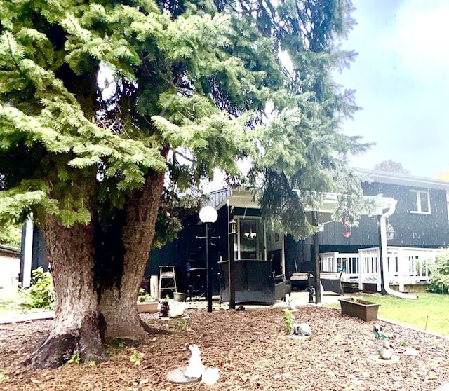 view of yard with fence and a patio