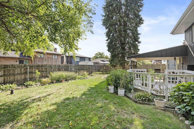 view of yard featuring a fenced backyard