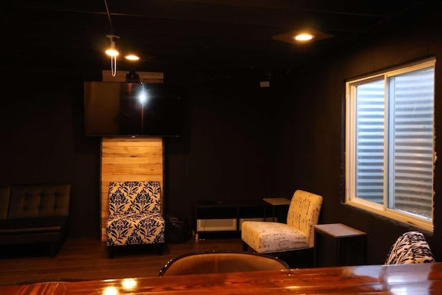 sitting room featuring recessed lighting and wood finished floors