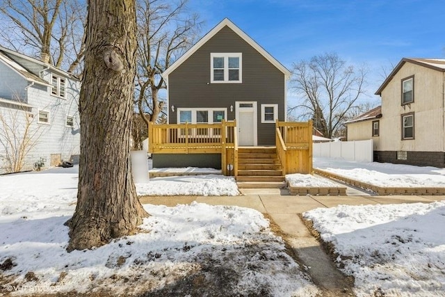 view of front of house featuring a deck