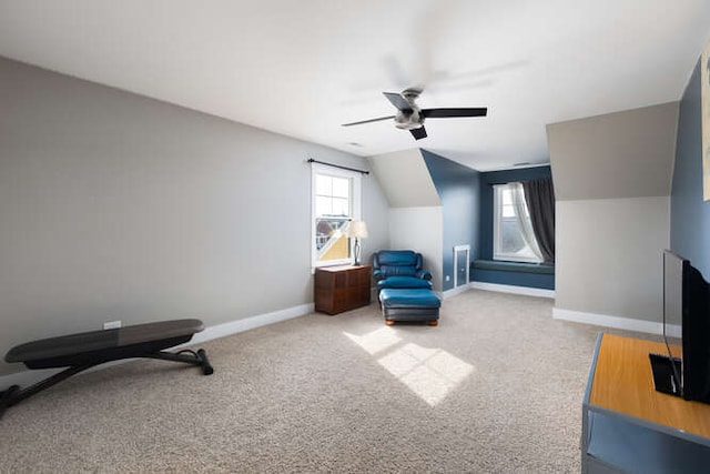 9 Cottage Grn, Ottawa, IL 61350 - interior space featuring lofted ceiling, plenty of natural light, a ceiling fan, and baseboards