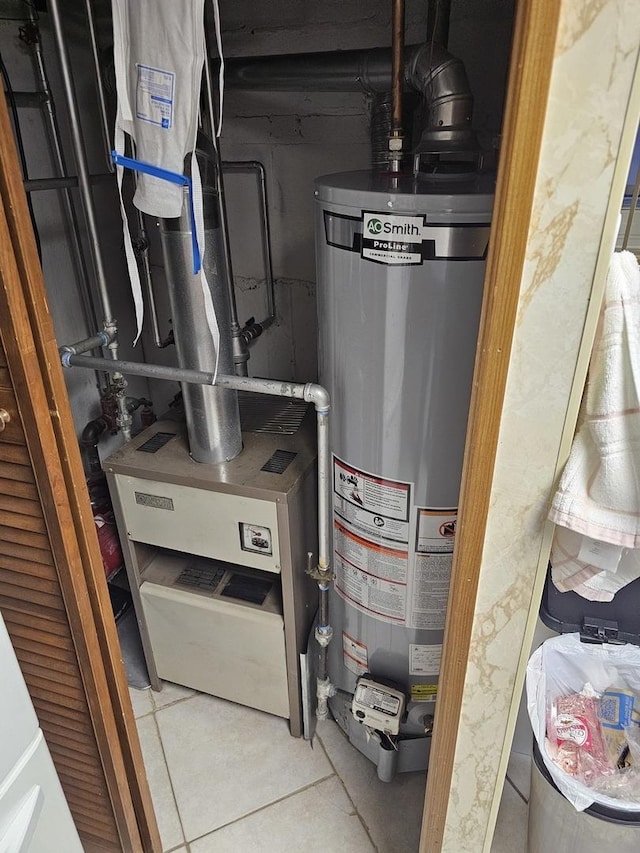 utility room with gas water heater